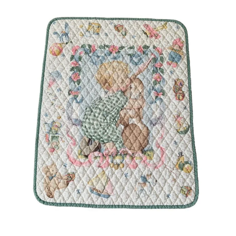 Vintage Finished Daisy Kingdom Toy Treasures 1997 Baby Nursery Quilt 31” x 39”